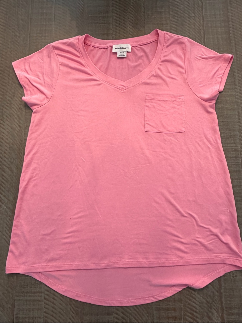 Women's V-Neck Short Sleeve Pocket Tee — Pink